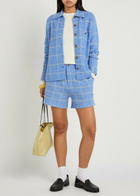 Guest In Residence Dylan Plaid Cashmere and Linen-blend Shirt Light Blue