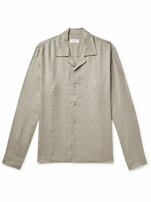 Photo: Saturdays NYC - Marco Zen Camp-Collar Lyocell and Linen-Blend Jacquard Shirt - Gray