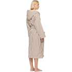 Tekla Brown & White Terry Hooded Bathrobe