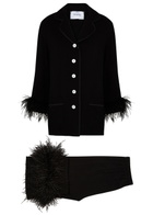 Sleeper Party Feather-trimmed Pyjama set Black