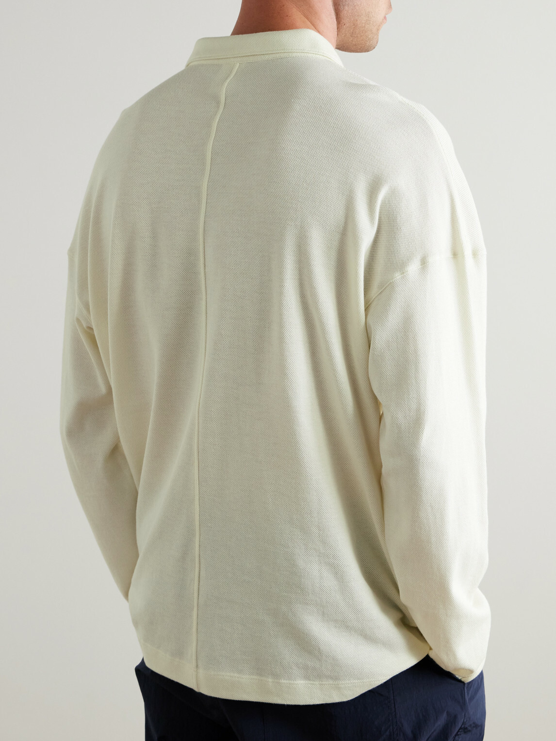 SSAM - Cotton and Silk-Blend Piqué Rugby Shirt - Neutrals