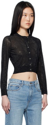 Alexander Wang Black Cropped Bead Hotfix Cardigan