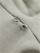 BALENCIAGA - Oversized Distressed Logo-Print Cotton-Jersey Hoodie - Gray