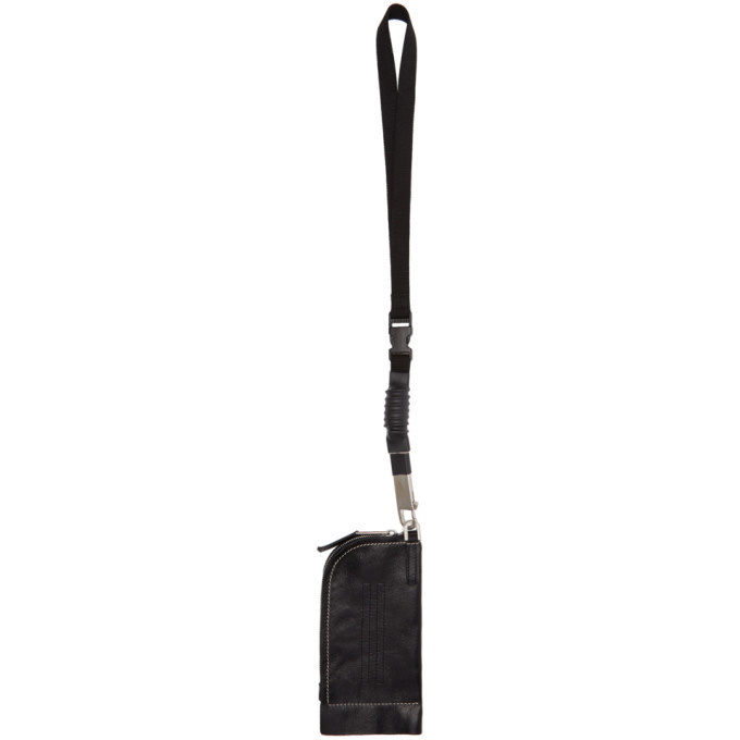 Rick Owens Black Leather Neck Wallet Rick Owens