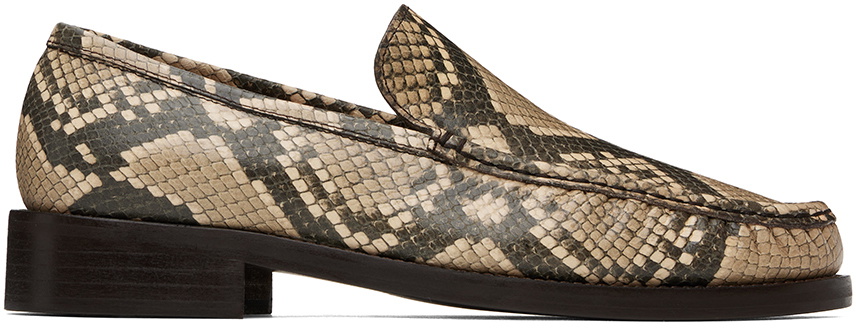 Acne Studios Beige Snake Print Leather Loafers Acne Studios
