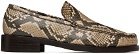 Acne Studios Beige Snake Print Leather Loafers