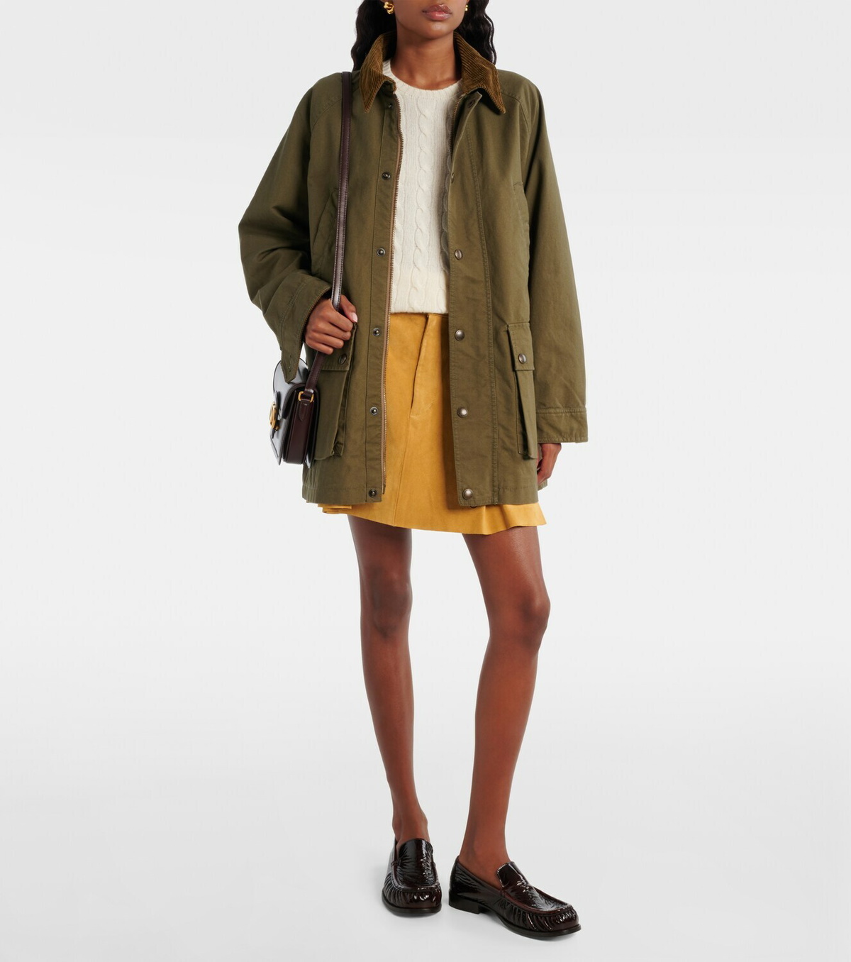Polo Ralph Lauren High-rise pleated suede skirt