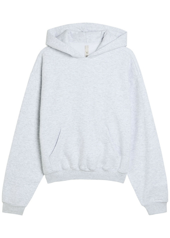 Photo: Skims Cotton-blend Hooded Sweatshirt Light Grey