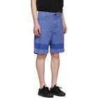 Craig Green Blue Acid Wash Line Stitch Shorts