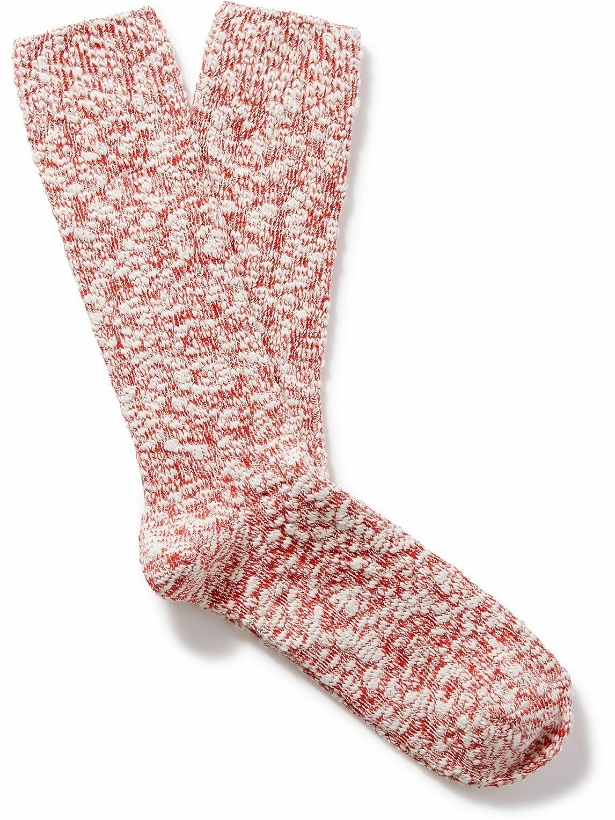 Photo: Anonymous Ism - Slub Stretch Cotton-Blend Socks - Red