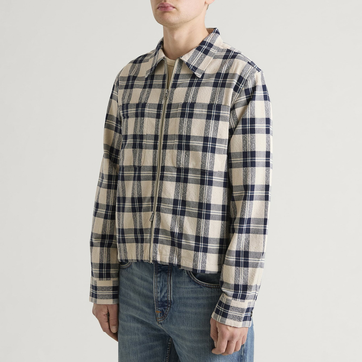 Corridor Men's Capricorn Plaid Zip Jacket in Navy