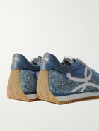 LOEWE - Flow Runner Leather-Trimmed Brushed-Suede and Nylon Sneakers - Blue