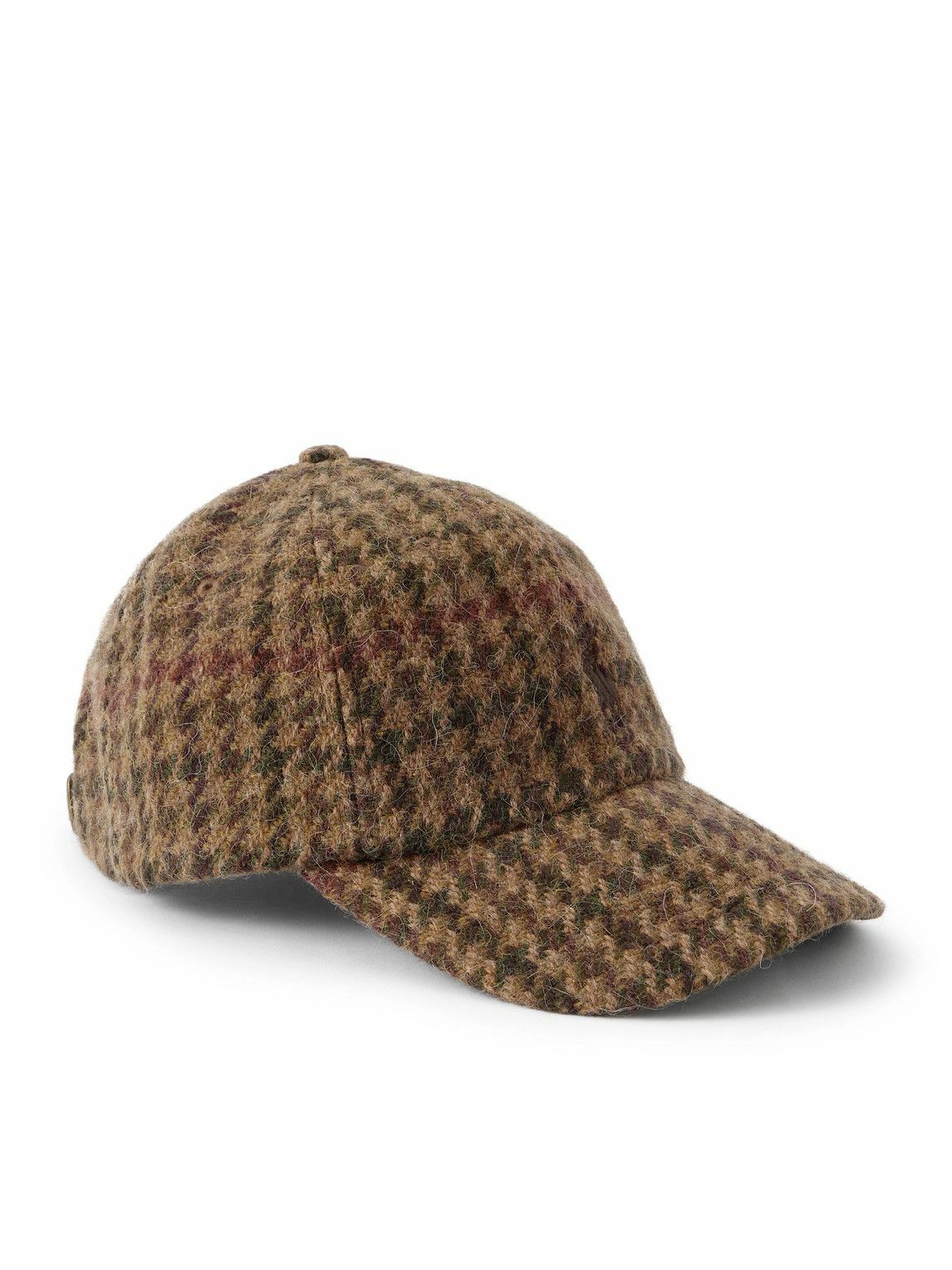 Polo Ralph Lauren - Logo-Embroidered Leather-Trimmed Houndstooth Wool and Alpaca -Blend Baseball Cap