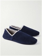 Mr P. - Shearling-Lined Suede Slippers - Blue