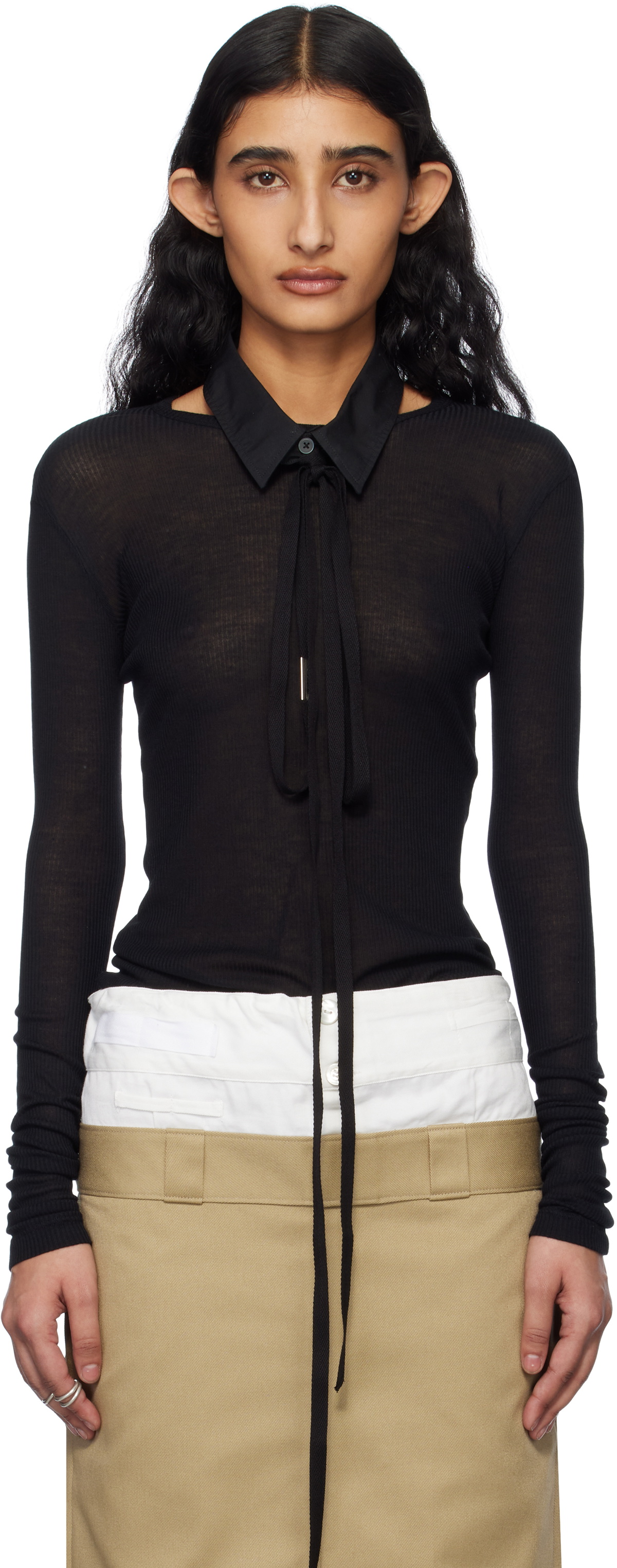 Ann Demeulemeester Black Fiene Long Sleeve T-shirt