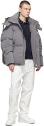 AMI Alexandre Mattiussi Grey Polyester Down Jacket