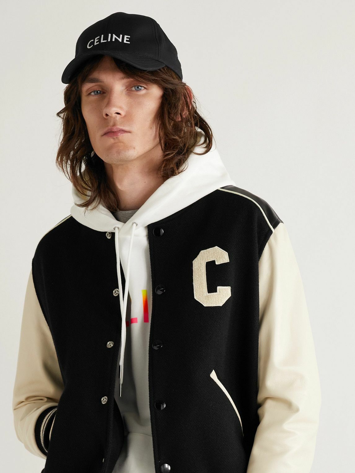 CELINE - Logo-Embroidered Cotton-Gabardine Baseball Cap - Black