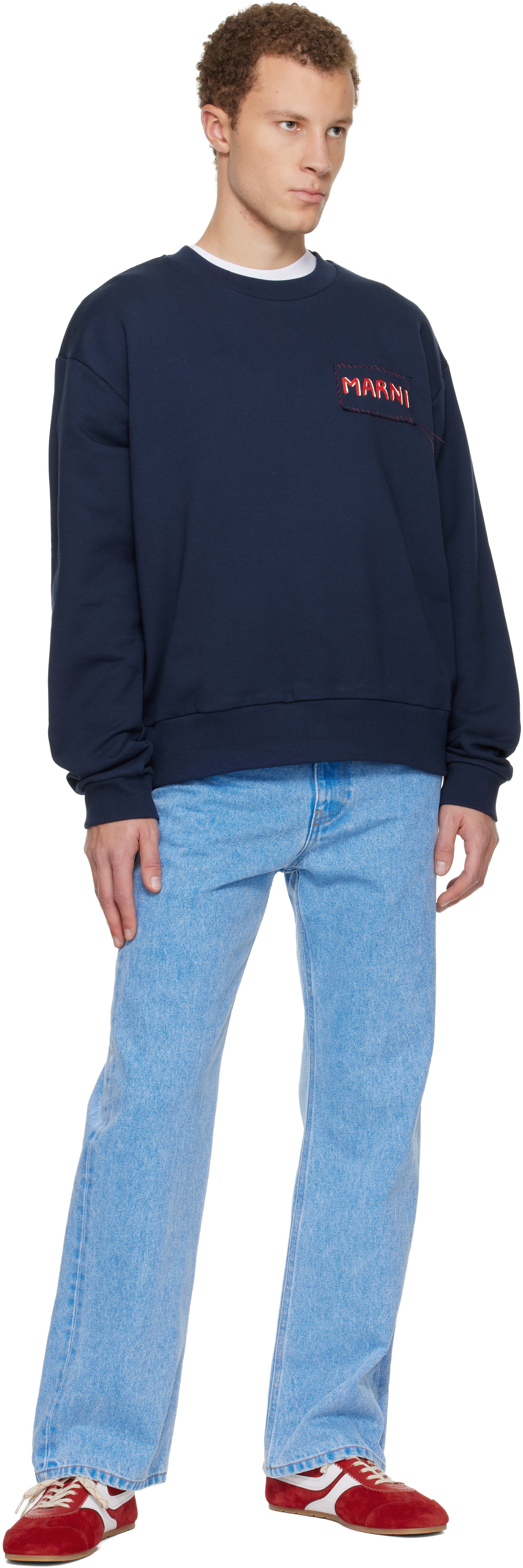Marni Blue Organic Denim Wide-Leg Jeans