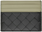 Bottega Veneta Black & Green Intrecciato Card Holder