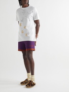 BODE - Straight-Leg Embroidered Cotton Shorts - Purple