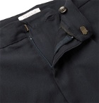 Deveaux - Navy William Tapered Pleated Twill Trousers - Blue