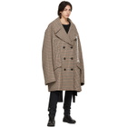 Raf Simons Beige Checked Oversized Caban Coat