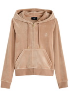 Juicy Couture Robertson Hooded Velour Sweatshirt Caramel