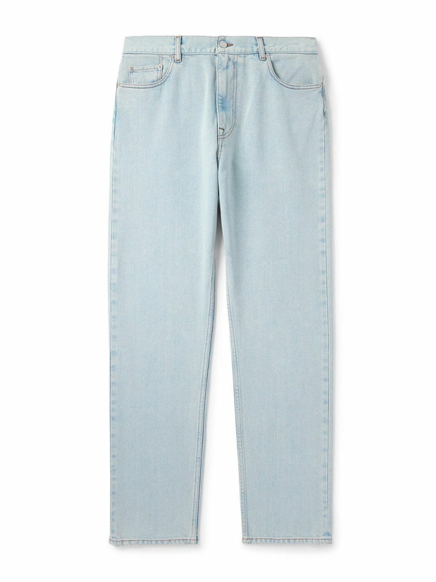 Photo: Dunhill - Slim-Fit Straight-Leg Cotton and Mulberry Silk-Blend Denim Jeans - Blue