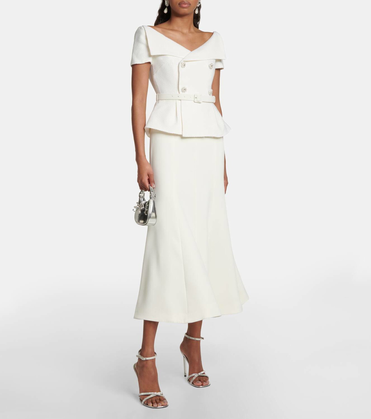 国内配送【SELF PORTRAIT】ブークル バンドゥ ミディドレス Self-Portrait Tailored bouclé midi dress Self-Portrait