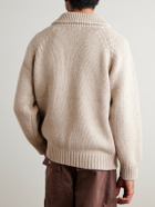 FrizmWORKS - Shawl-Collar Wool-Blend Zip-Up Cardigan - Neutrals