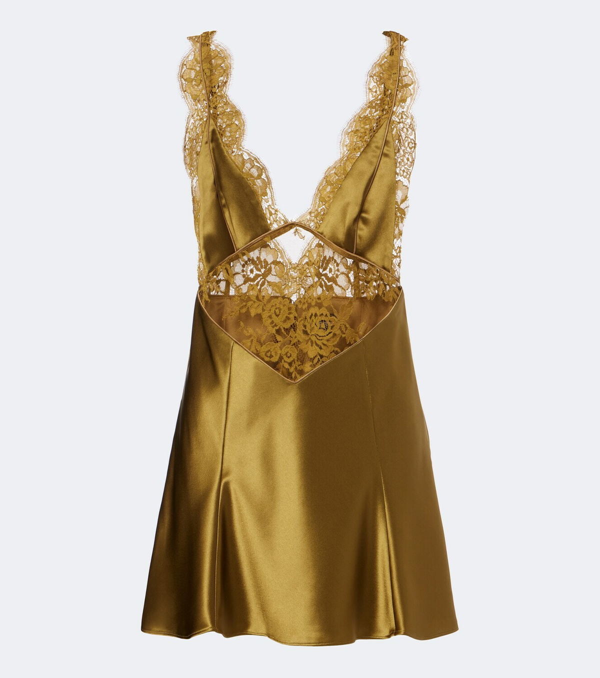 Retrofête Bonny lace-trimmed satin minidress