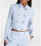 Versace Gingham cropped virgin wool jacket