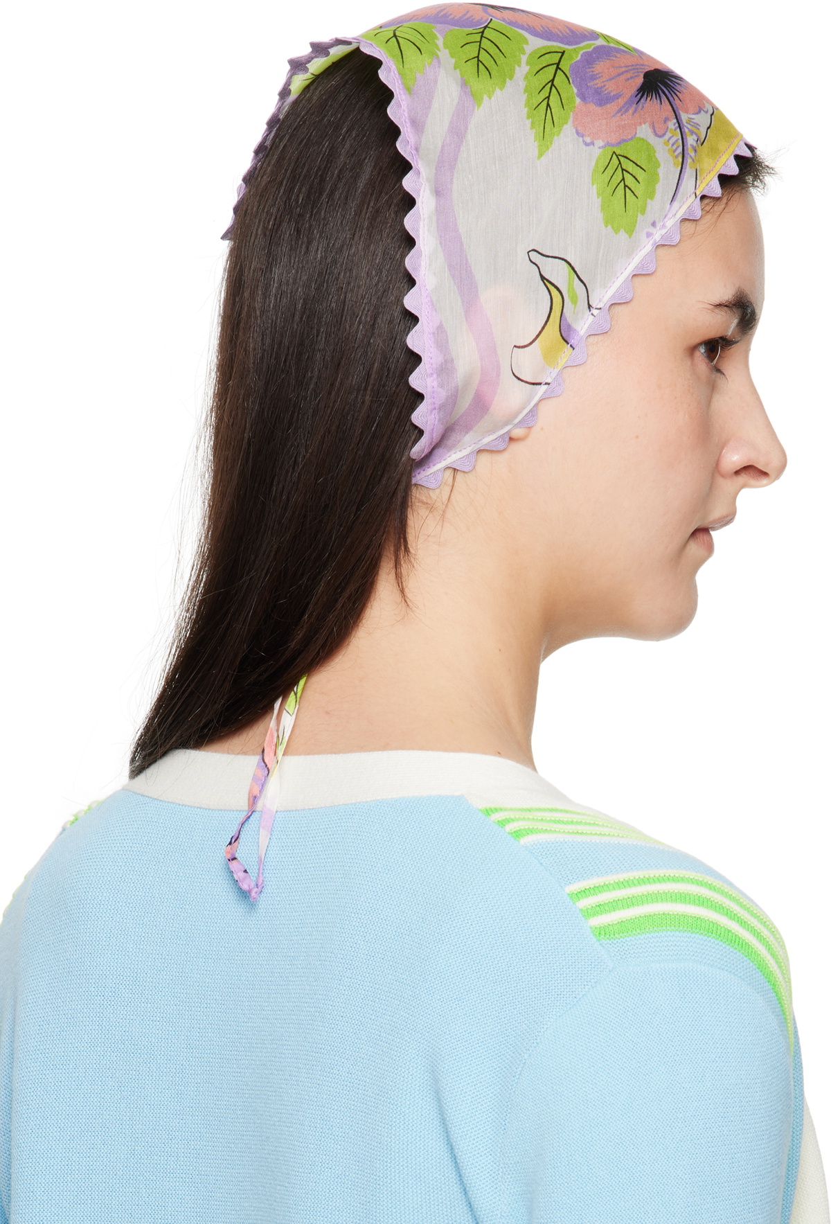Anna Sui Purple & White Florida Silk Voile Headscarf