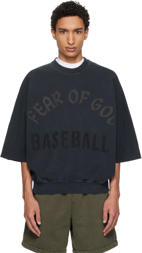 Photo: Fear of God Black 'Baseball' Cut Sleeve Sweatshirt