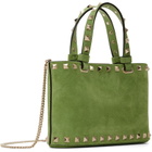 Valentino Garavani Green Rockstud Mini Suede Shopping Tote