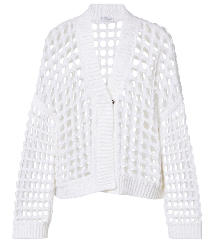 Photo: Brunello Cucinelli Open-knit cotton cardigan