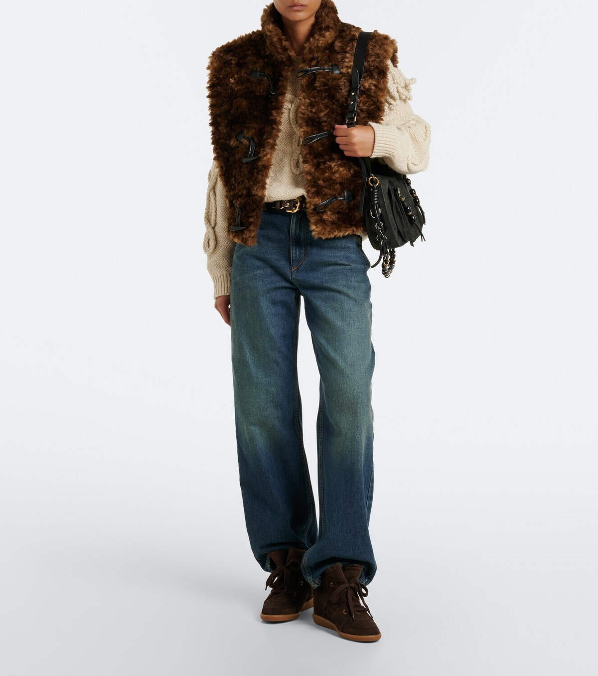 Isabel Marant Bobby shearling-lined suede wedge sneakers