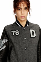Diesel Cropped varsity jacket in wool and leather - Leather jackets Womens in Multicolor