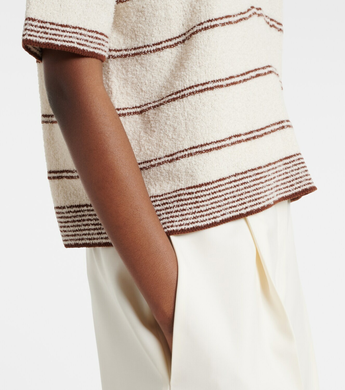Róhe Striped cotton-blend polo shirt