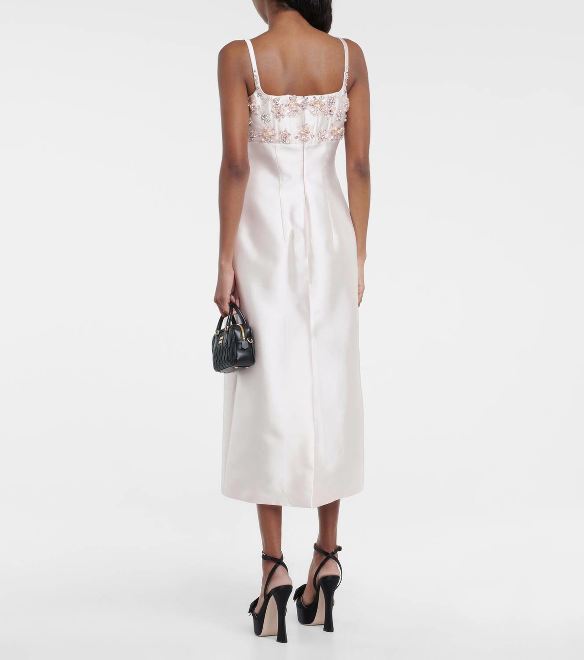 Miu Miu Embellished silk and wool midi dress