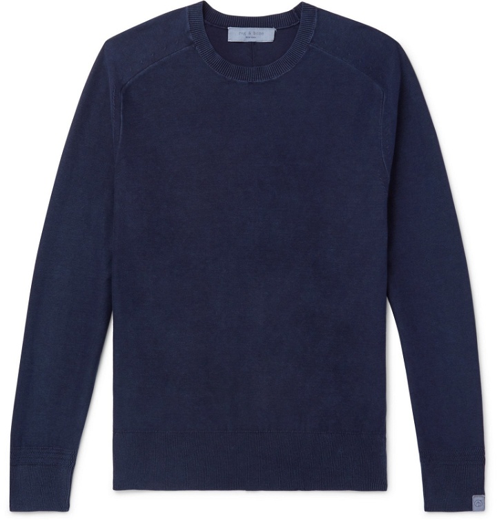 Photo: rag & bone - Lance Garment-Dyed Cotton Sweater - Blue