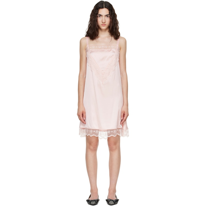 Photo: Simone Rocha Pink Square Neck Lace Trim Minidress