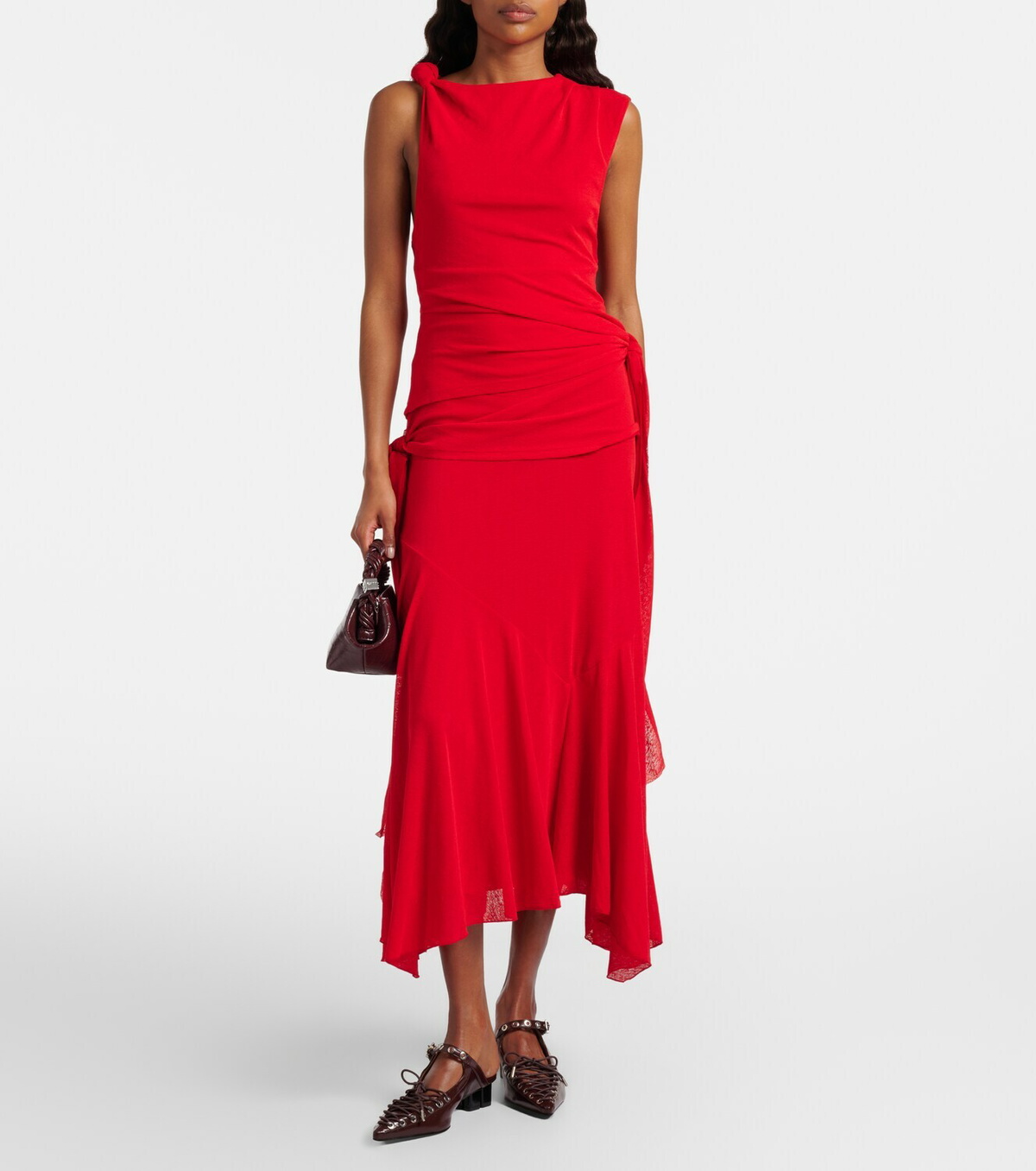 Ganni Draped asymmetric midi dress