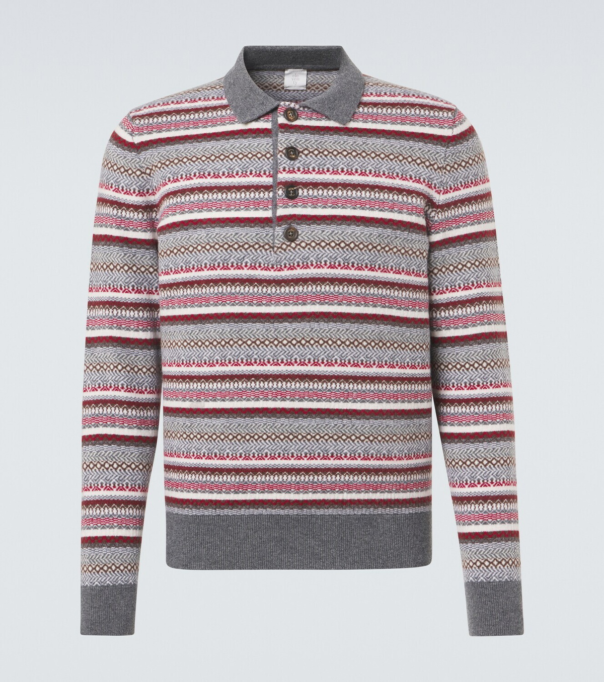 Eleventy Striped wool jacquard polo sweater