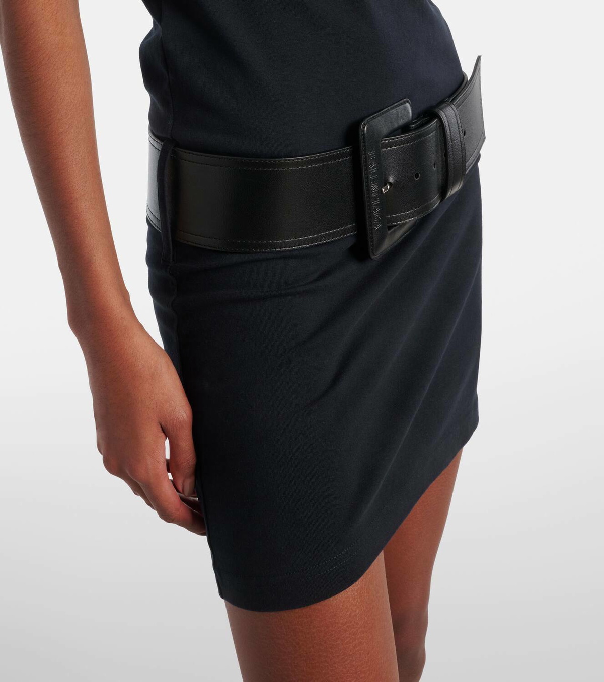 Balenciaga Belted cotton-blend jersey minidress