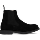 BOSS Black Suede Signature-Stripe Stitching Chelsea Boots