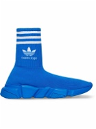 Balenciaga - adidas Speed Light Logo-Jacquard Stretch-Knit Slip-On Sneakers - Blue