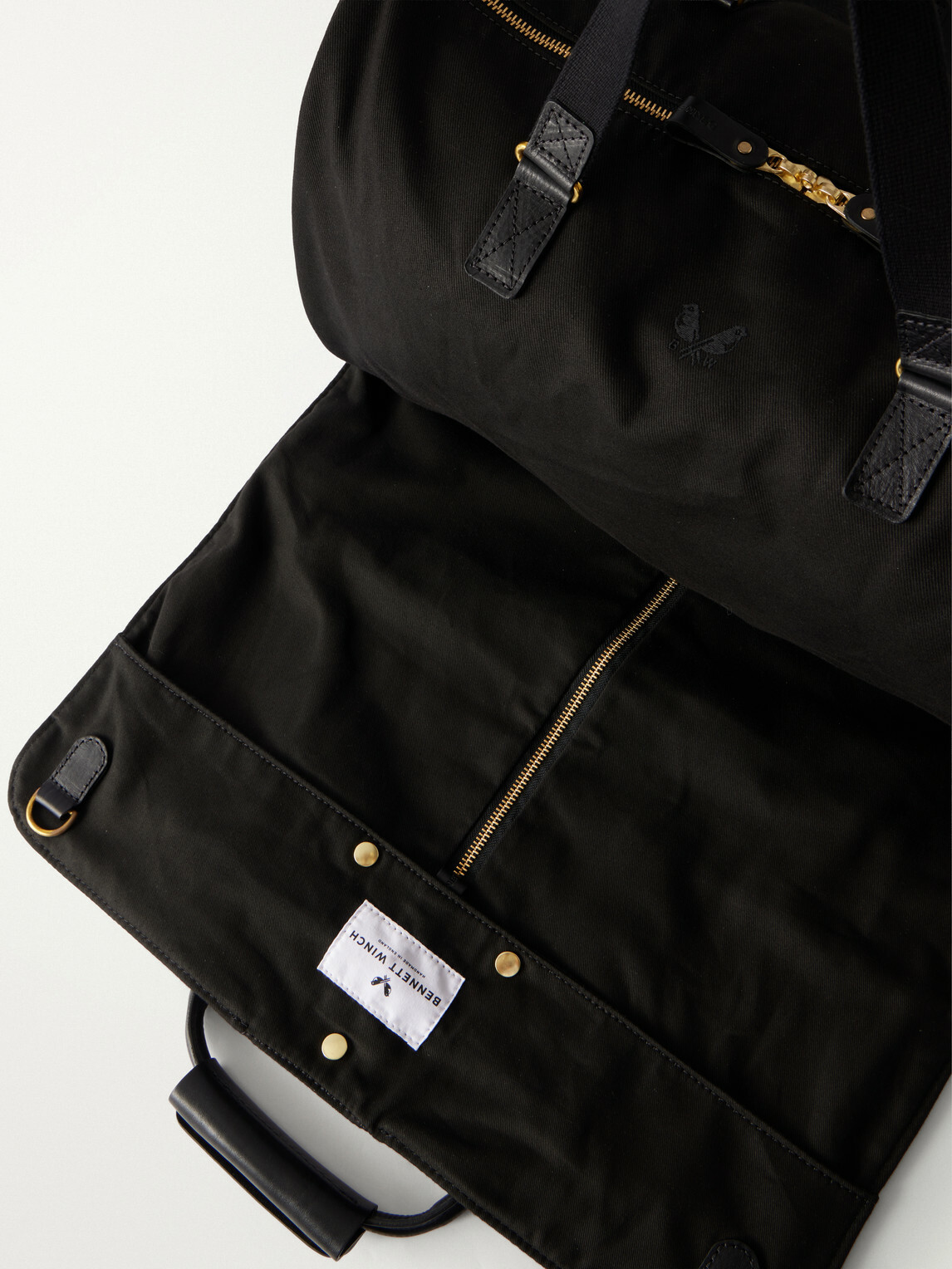 Bennett Winch - S.C. Holdall Convertible Full-Grain Leather and Cotton-Twill Weekend Bag - Black