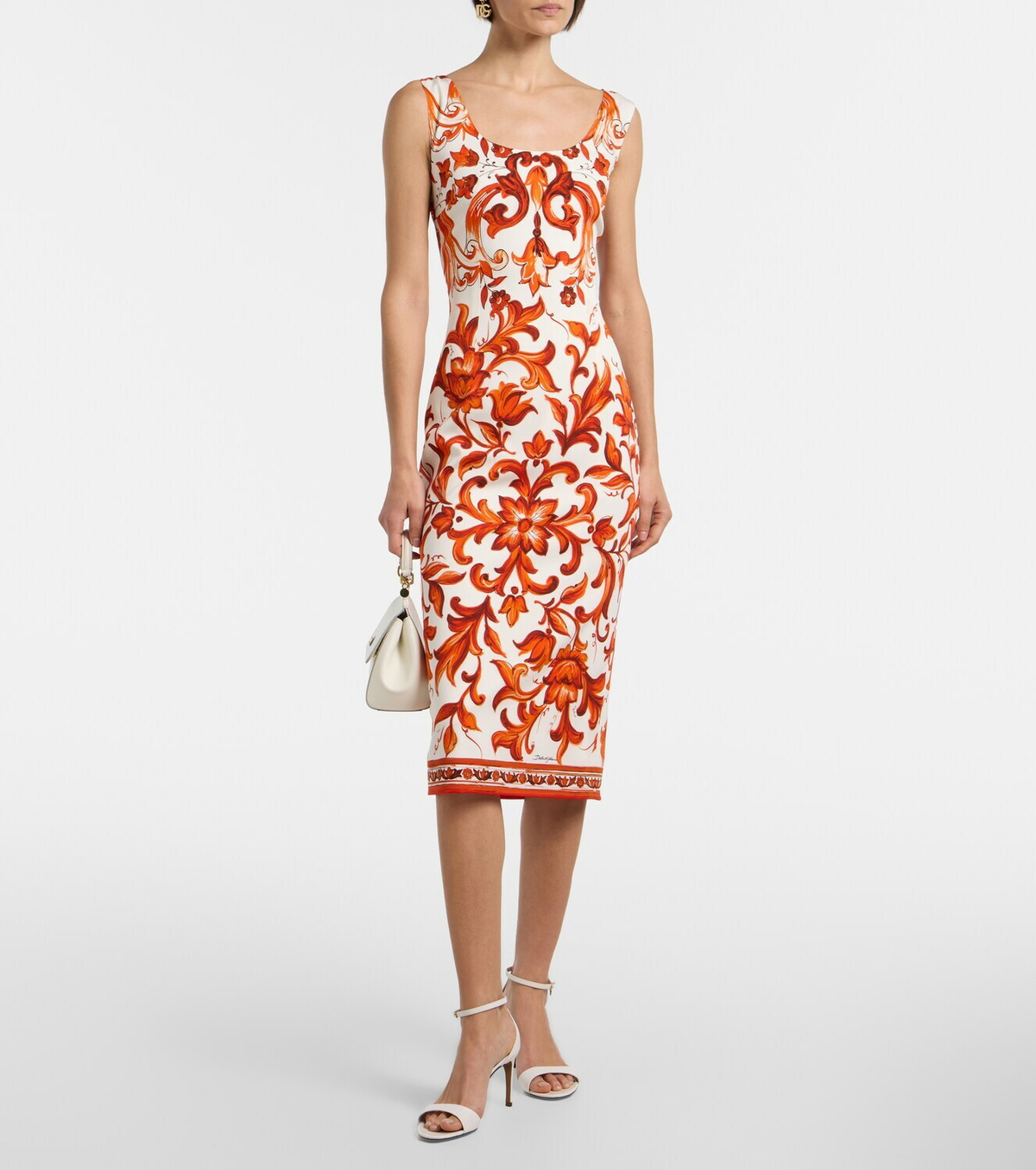 Dolce&Gabbana Majolica silk-blend charmeuse midi dress