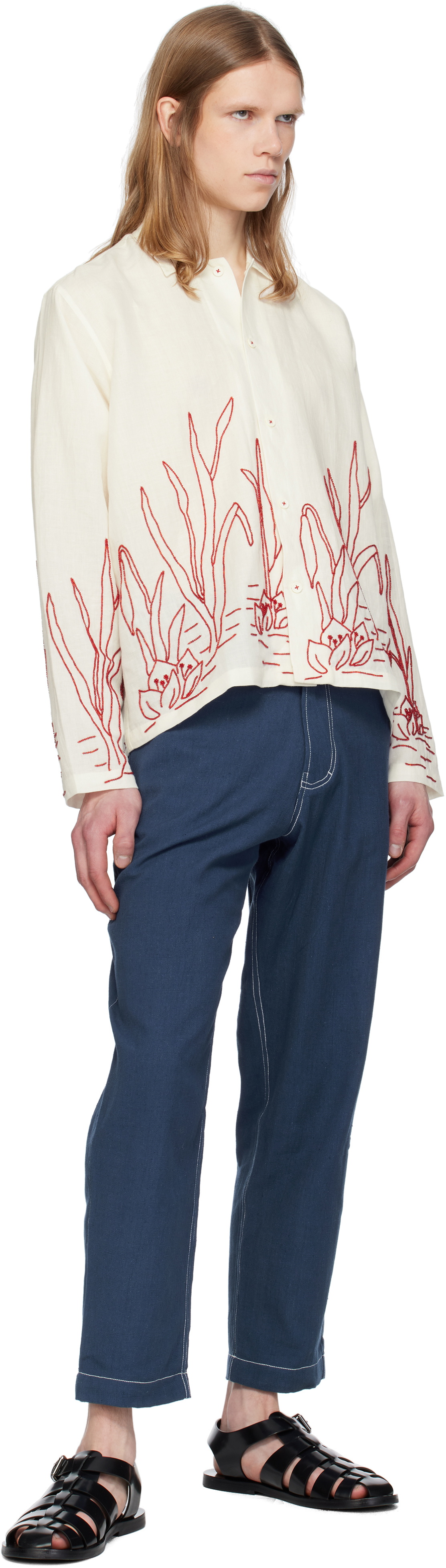 HARAGO White Pond Beadwork Shirt